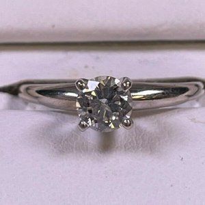 IGI 1/2ct H/I2 Round Solitaire 14K White Gold Engagement Ring Size 5.25 (R214)